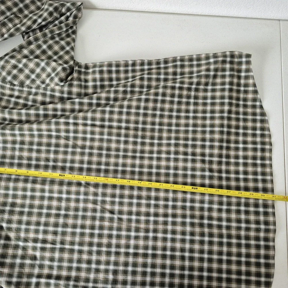 Banana Republic Shirt Mens 2XL Green‎ Plaid Untucked Fit Long Sleeve Organic